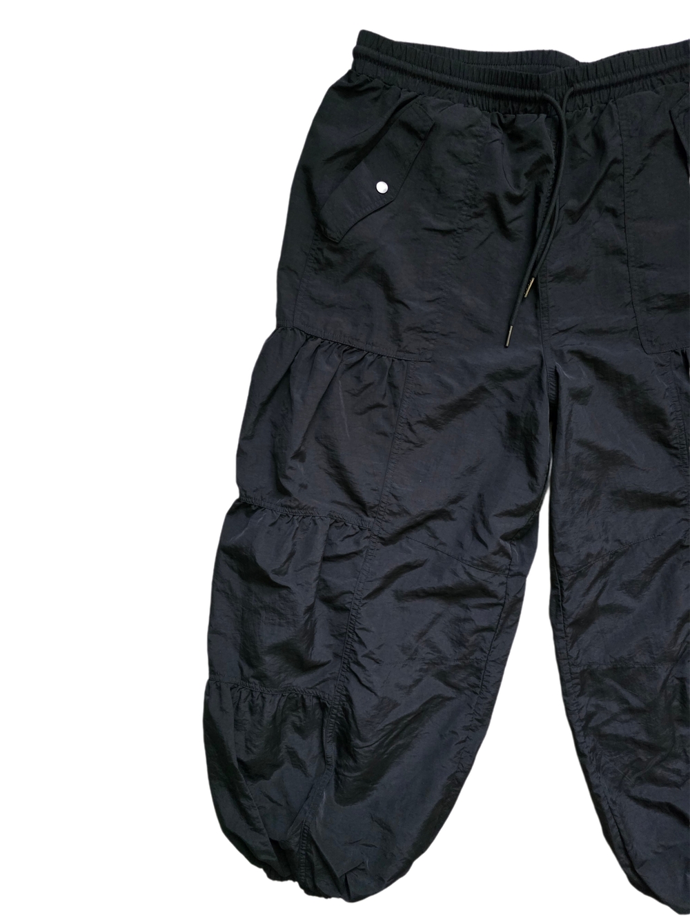 HALARA Mid Rise Drawstring Pocket Ruched Parachute Casual Cargo Baggy Pants L - Picture 8 of 16